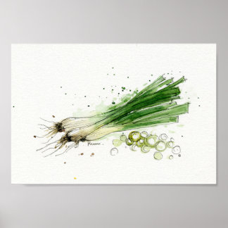 Poster Aquarela, derrame de cozinha vegetal