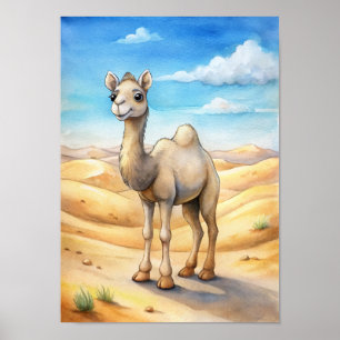 Poster Aquarela do Camelo Caprichoso, Ilustração da Natur