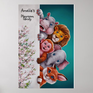 Poster Aquarela e animal selvagem brilhante#6