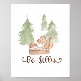 Poster Aquarela Esquilo Floresta Seja Boba Berçário