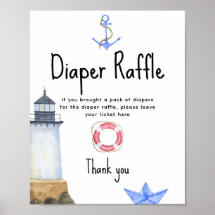 Poster Aquarela farol - Sorteio de fraldas