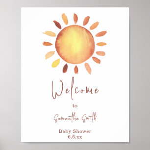 Poster Aquarela Feliz Sol Amarelo Bem-Vindo