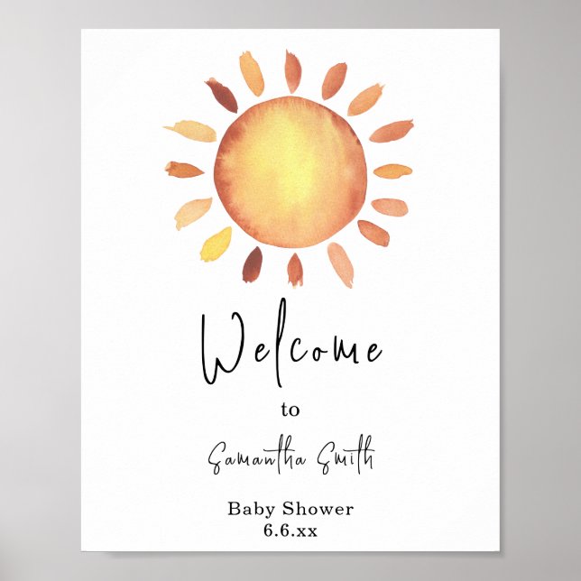 Poster Aquarela Feliz Sol Amarelo Bem-vindo (Frente)