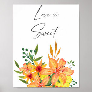 Poster Aquarela floral amor é doce pegue um presente