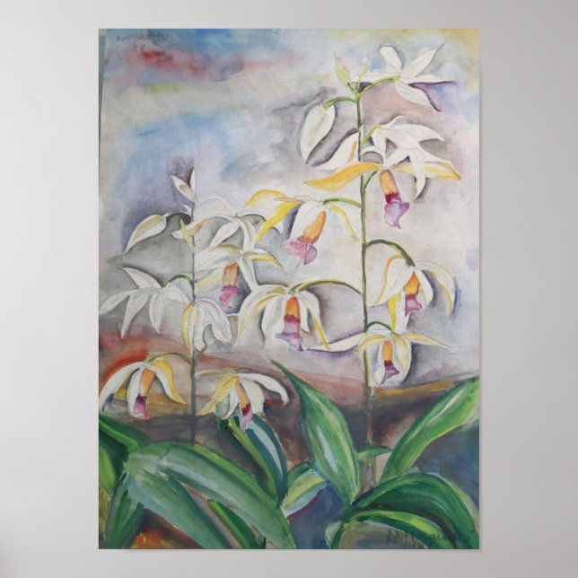 Poster Aquarela Floral – Arte de Parede de Flores Elegant (Frente)