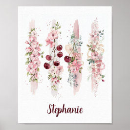 Poster Aquarela Floral de Cerejeira, Adicionar Nome