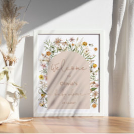 Poster Aquarela Flores Selvagens Boho Chá de fraldas