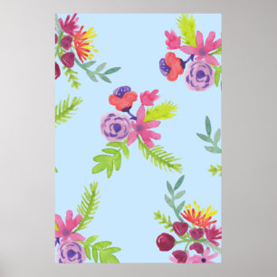 Poster Aquarela Flores Selvagens Leggings de Padrões Mold