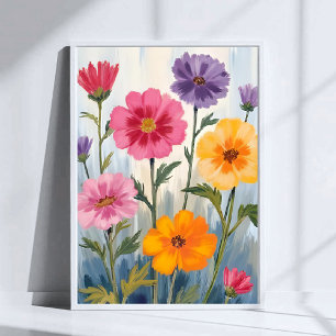 Poster Aquarela Flores Silvestres   Pintura de Campo de F