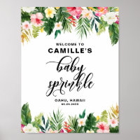 Aquarela Flores Tropicais Bebê Sprinkle Bem-vindo