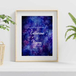 Poster Aquarela Galáxia Boas-vindas Palavras de Casament