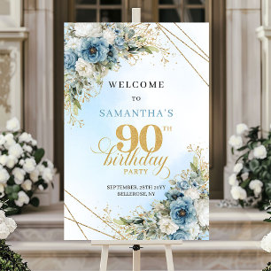 Poster Aquarela Grandiosa azul poeirento dourado 90º aniv