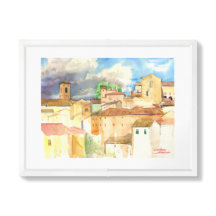 Aquarela Italiana Hilltown — Sunlit Fabriano Roof