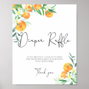 Poster Aquarela laranja rifa fralda