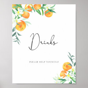 Poster Aquarela laranjas Bebidas sirvam-se