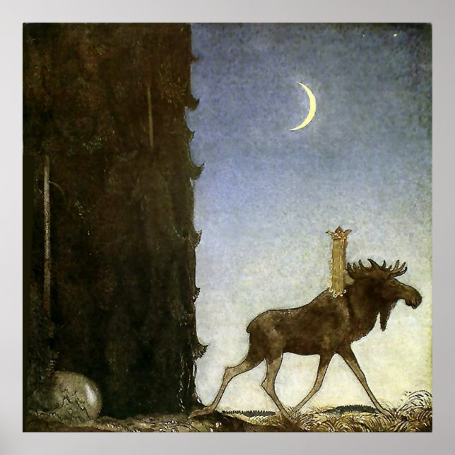 Poster Aquarela “Leap the Elk” de John Bauer (Frente)