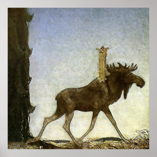 Poster Aquarela “Leap the Elk” de John Bauer