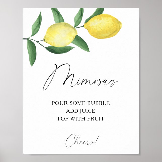 Poster Aquarela limão cítrico - mimosas (Frente)