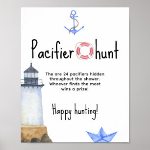 Poster Aquarela marinha - Jogo de caça ao chupeta baby sh