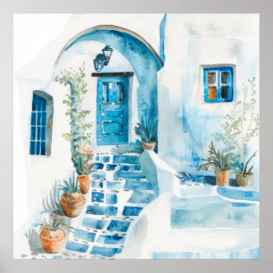 Poster Aquarela Mediterrâneo