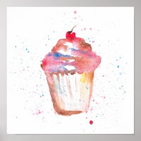 Aquarela, mola de Cupcake que renderiza cereja em
