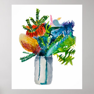 Poster Aquarela Nativa australiana Flores