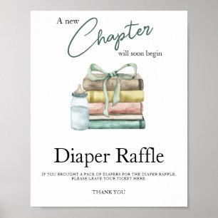 Poster Aquarela novo capítulo chá de bebê rifa de fralda