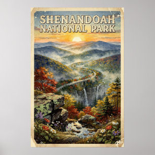 Poster Aquarela Parque Nacional Shenandoah Retro