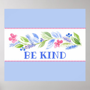 Poster Aquarela Pastel Floral SEJA GENTIL