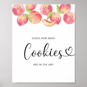 Poster Aquarela, pequeno pêssego, adivinha quantos biscoi