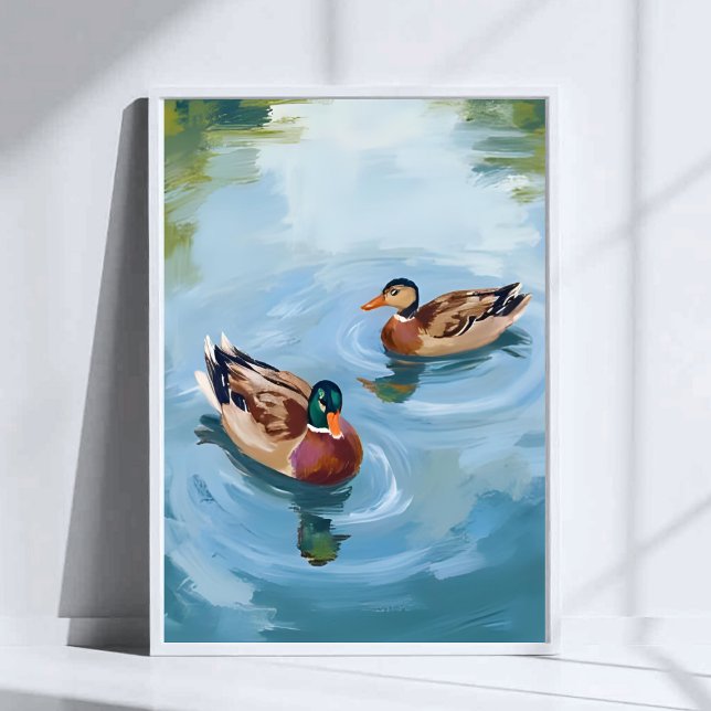 Poster Aquarela Pintada do Lago de Patos (Criador carregado)