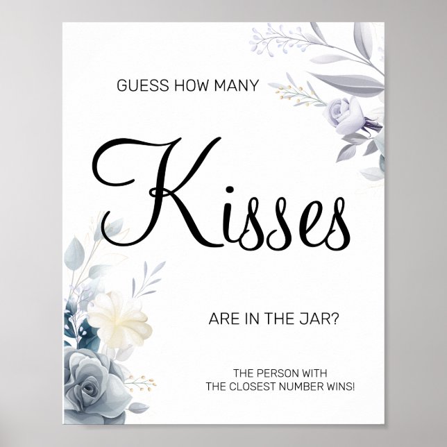 Poster Aquarela Quantos beijos Sinal de jogo para chá de  (Frente)