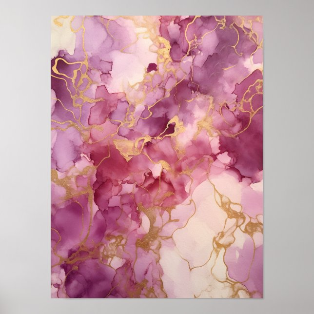 Poster Aquarela rosa (Frente)