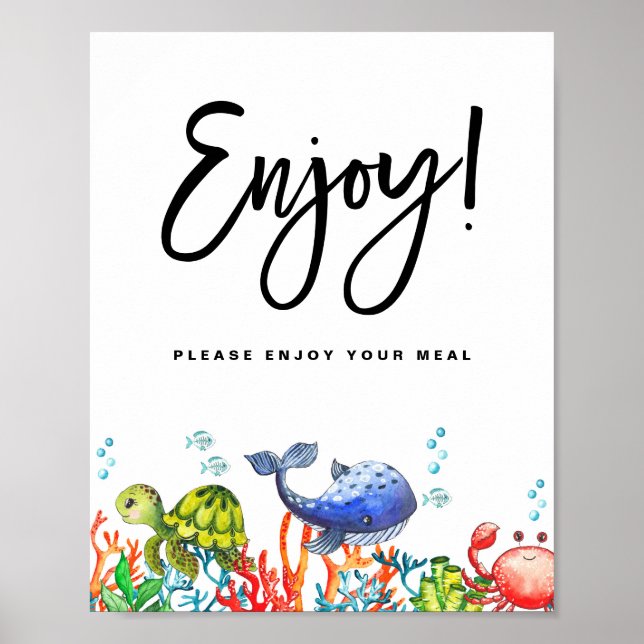 Poster Aquarela Sob O Aniversário Do Mar Aproveite Sua Re (Frente)