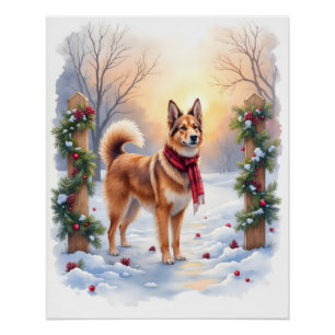 Pôster Aquarela Tervuren Belga em Grinalda de Natal