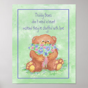 Poster Aquarela Urso Armado Armado de Flores Citação Dive