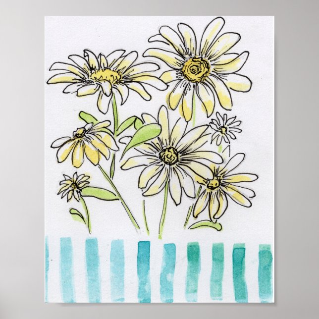 Poster Aquarelas de Margaridas (Frente)