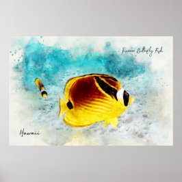 Poster Aquarelas tropicais havaianas - Peixes-borboletas