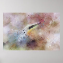 Poster Aquarelas tropicais havaianas - Peixes-Hawkfish