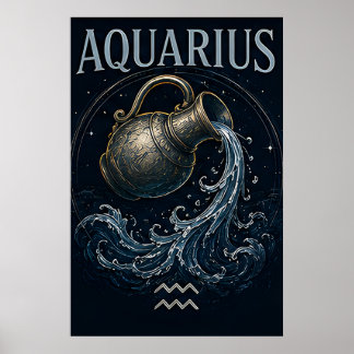 Poster Aquário Portador de Água Símbolo Zodíaco Astrologi