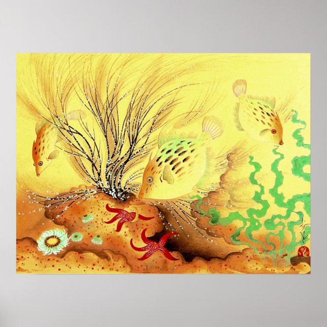 Poster Aquarium Puffer Fish Ono Bakufu 1941 (Frente)