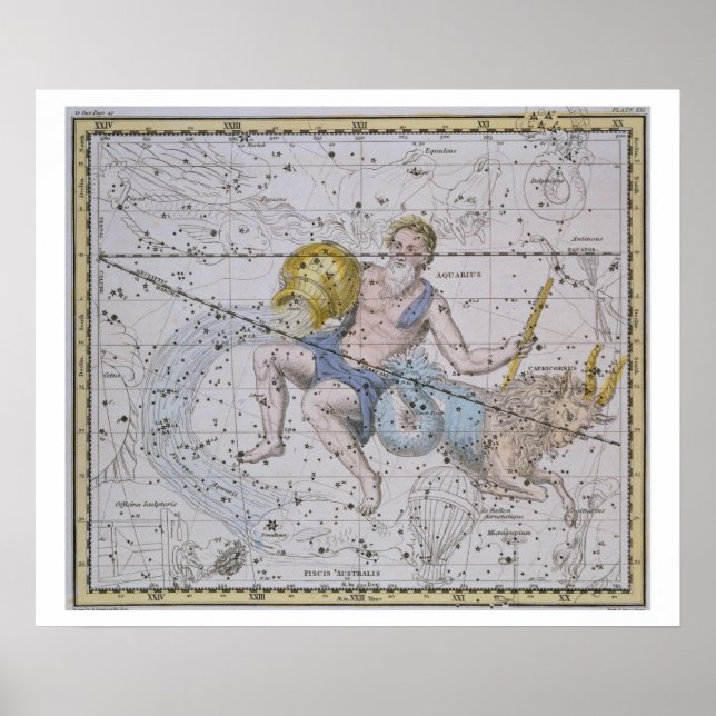 Poster Aquarius and Capricorn, from 'A Celestial Atlas', (Frente)