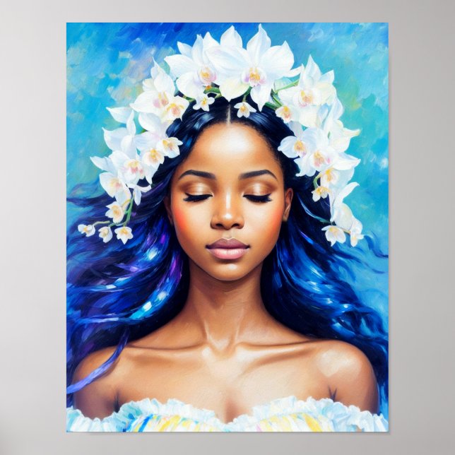 Poster Aquarius Black Girl Zodiac Art (Frente)