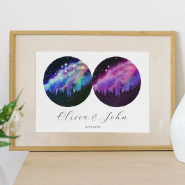 Poster Aquarius Gemini Casais Personalizados Horoscópio