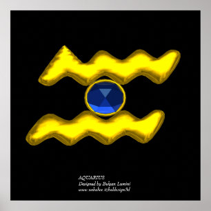 PÔSTER AQUARIUS /GOLD ZODIAC BIRTHDAY JEWEL