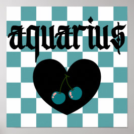Poster Aquarius Gothic Aestética Checkered Cherry Art