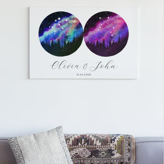 Poster Aquarius Libra Personaliza Casais Horoscópio (Criador carregado)