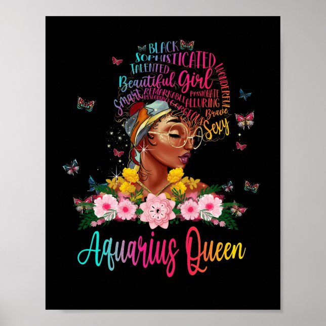 Poster Aquarius Queen Black Women Persistente Bonita (Frente)