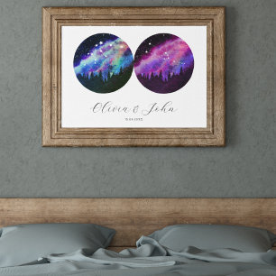 Poster Aquarius Taurus Casais Personalizados Horoscópio