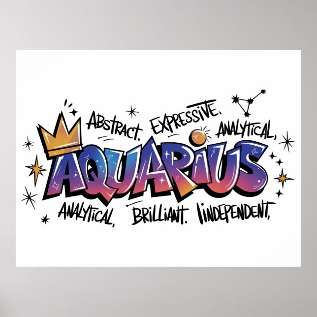 Poster Aquarius Zodiac Graffiti  (Frente)